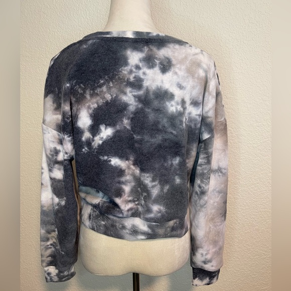 Hippie Rose Junior Tie Dye Drop Shoulder Long Sleeve Black Sweater - Picture 3 of 4